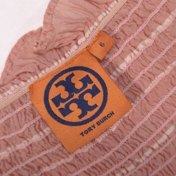 TORY BURCH Women's Top Size 6 SILK Blend Pink Chiffon LS Off‎ Shoulder 13121197 - Picture 2 of 15